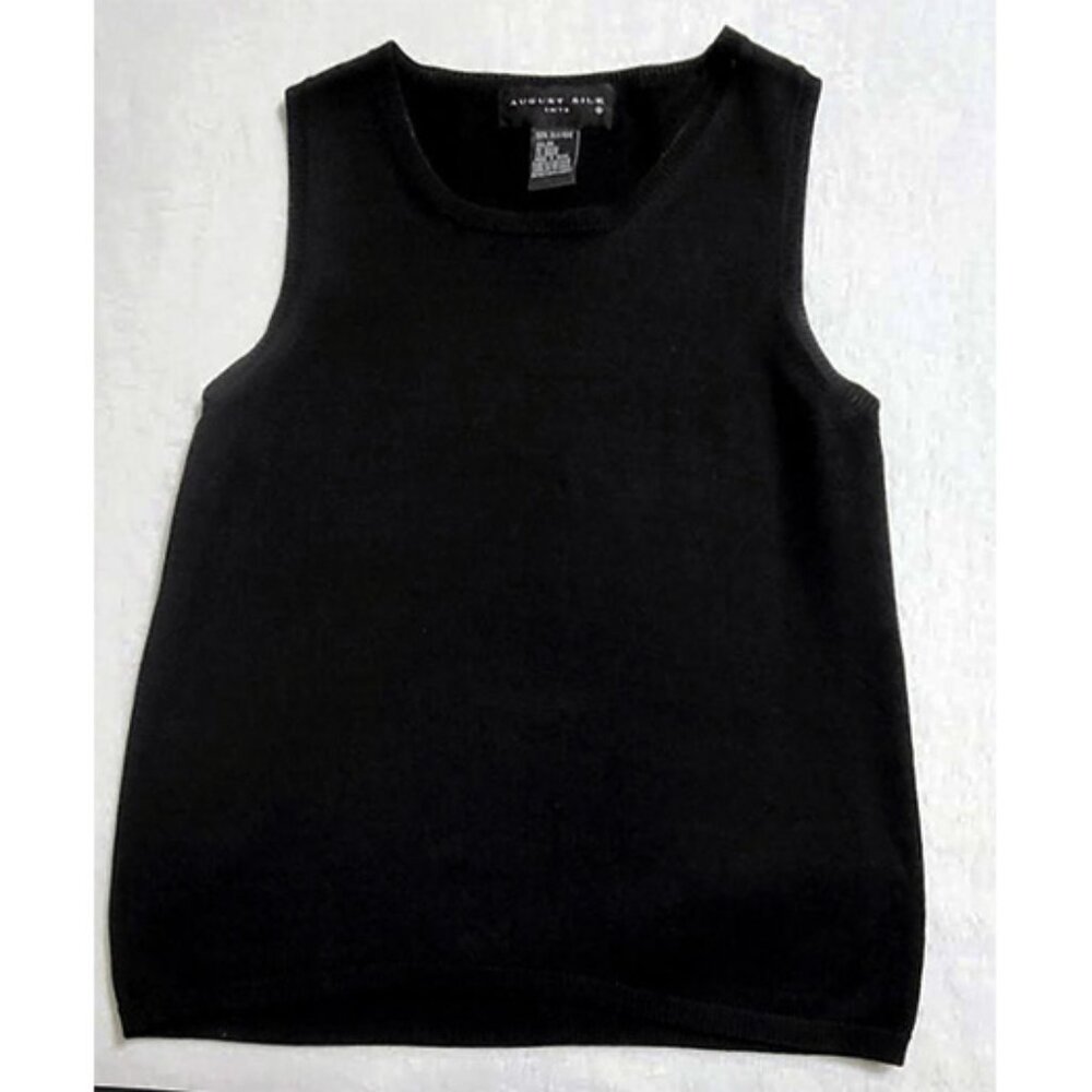 August Silk Black Knit Sleeveless Shell Top